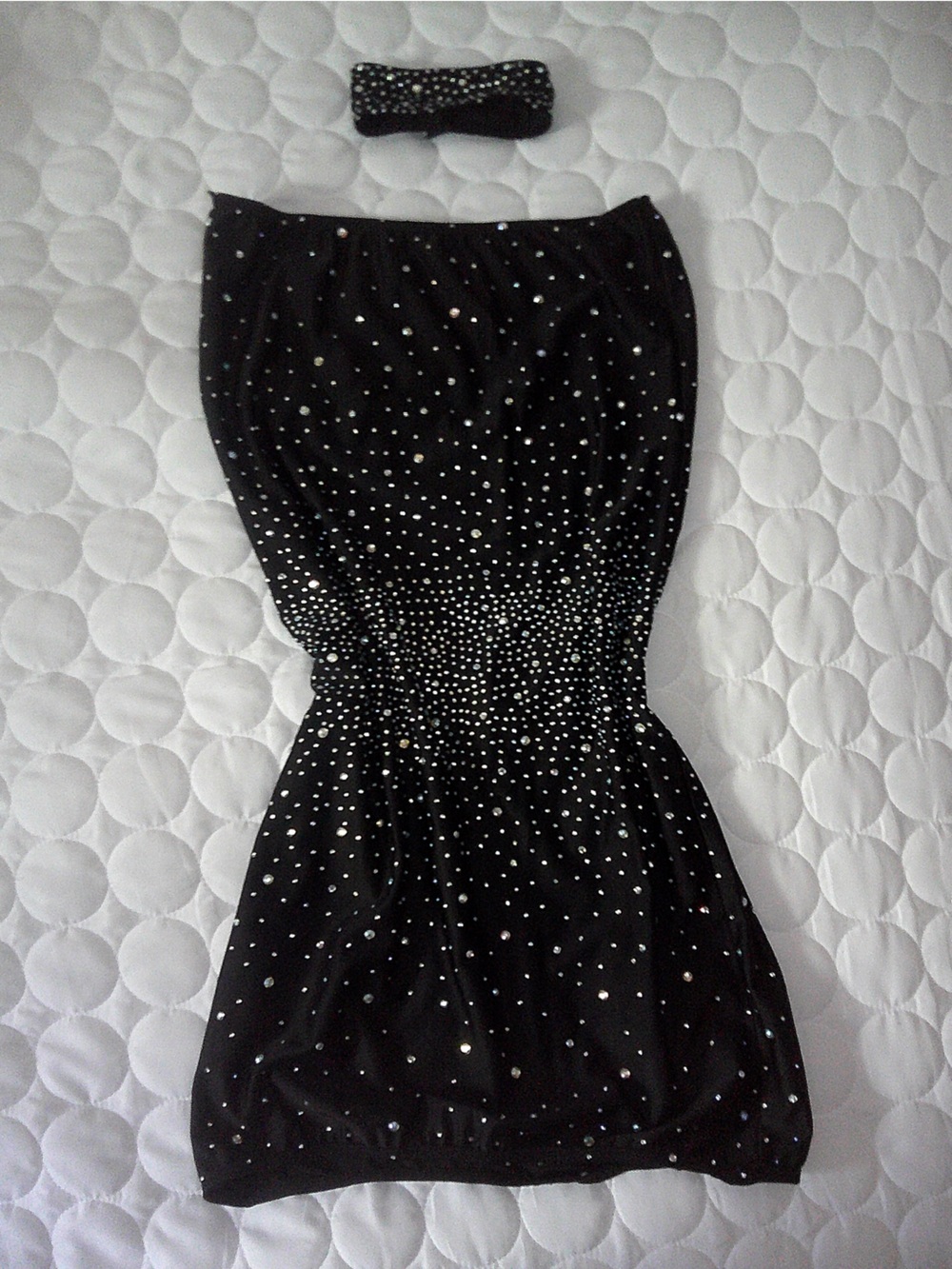 Leg Avenue Black Strapless Rhinestone Choker Dress Set